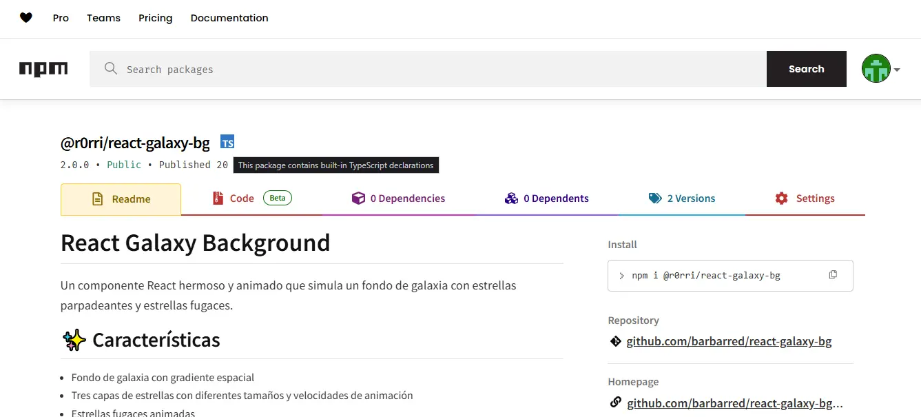 REACT GALAXY BG - Project Image